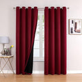 ChrisDowa 100% Blackout Curtains for Bedroom with Black Liner, 2 Thick Layers Total Blackout Thermal Insulated Grommet Long Window Curtains 2 Panels Set (Burgundy, 52 x 95 Inch)