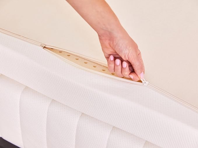 Pure Green Natural Latex Mattress Topper w/Luxury Cover - Medium Firmness - 1 Inch - Queen Size (GOLS Certified Organic)