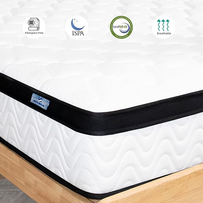 Full Size Mattress in a Box | Full Mattresses 12 Inch Hybrid | Medium Firm Memory Foam and Individual Pocket Springs Bed Matress | Fiberglass Free | Breathable | CertiPUR-US