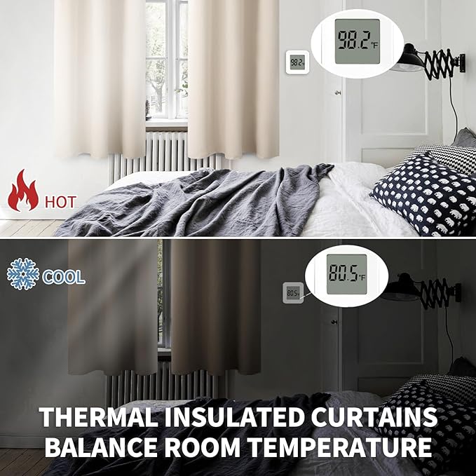 BGment Blackout Curtains - Grommet Thermal Insulated Room Darkening Bedroom and Living Room Curtains, Set of 2 Panels (55 x 69 Inch, Champagne)