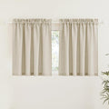 RYB HOME Half Window Curtains - Linen Textured Sheer Curtains Privacy Semi Sheer Drapes for Small Window Tiers Set for Bedroom Kitchen Cafe Bathroom, Beige, W 52 x L 36, 1 Pair