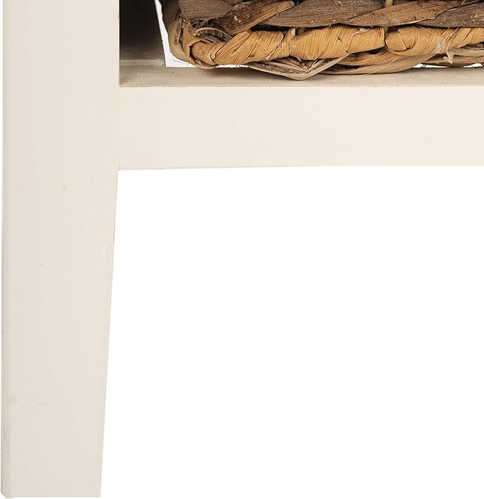 Safavieh Home Collection Everly Drawer , Vintage White 1-Drawer 2 Removable Baskets Side Table