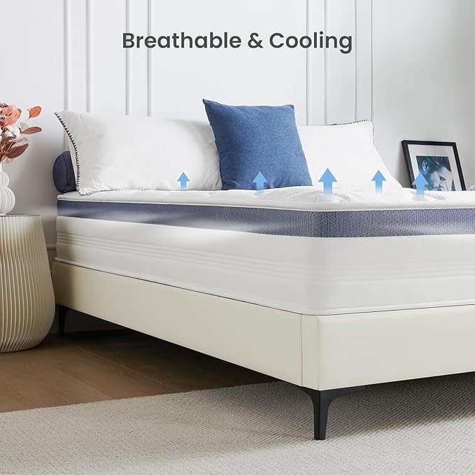 Twin Size Mattress,10 Inch Hybrid Mattress with Cooling-Gel Memory Foam and Individually Pocket Innerspring,Breathable and Pressure Relief,Medium Plush