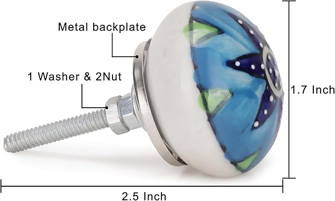 Cabinet Multicolor Assorted Ceramic Drawer Pull Handle Kitchen Cupboard Wardrobe Knob Boho Room Decorative Furniture Hardware Dresser Drawers Knobs-Pack of 30