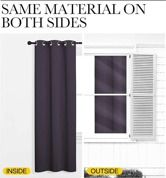 NICETOWN Greyish Purple Blackout Curtains 68 inches Length for Laundry Room, 2 Panels, 42" Wide, Thermal Insulated Decoration Drapes for Office Window