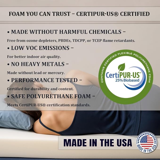 Foamma 3” x 42” x 80” Camper/RV Travel High-Density Bunk Mattress Foam Replacement, Made in USA, Comfortable, Travel Trailer, CertiPUR-US Certified, Cover Not Included