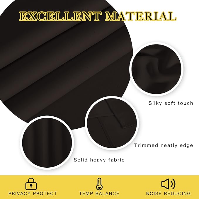 NICETOWN Room Darkening Curtains for Nursery, Grommet Thermal Insulated Light Blocking Window Treatments Sound Reducing for Bedroom, W37 x L72, 2 Panels, Toffee Brown