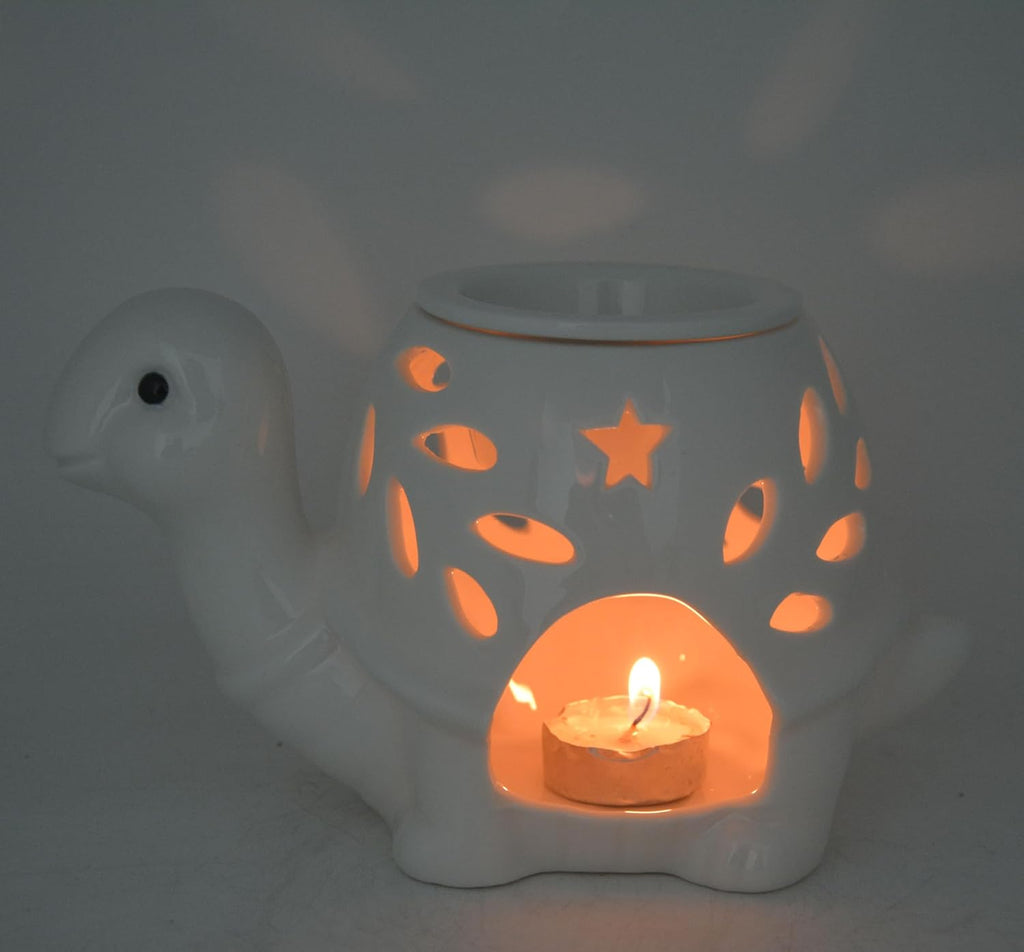 Ceramic Turtle Oil Burner Tealight Wax Warmer Burner for Scented Cubes Turtle Candle Wax Melter for Home Bedroom Aromatherapy Gifts for Mom Grandma
