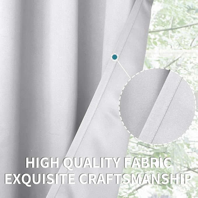 BGment Room Darkening Curtains for Bedroom - Grommet Thermal Insulated Window Treatments Light Blocking Curtains for Living Room, Set of 2 Panels, Each 55 x 96 Inch, Greyish White