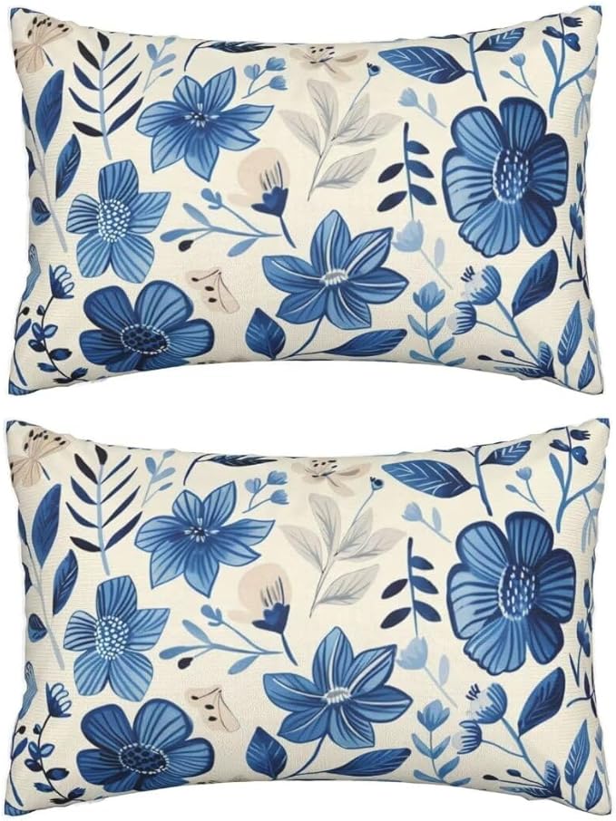 Outdoor Pillows Blue Pillow Covers 12x20 Inch Set of 2 Throw Pillow Covers, Scandinavian Throw Pillows, Lumbar Pillows Cushion Covers Decorative Pillow Covers for Couch Garden Patio Furniture J334