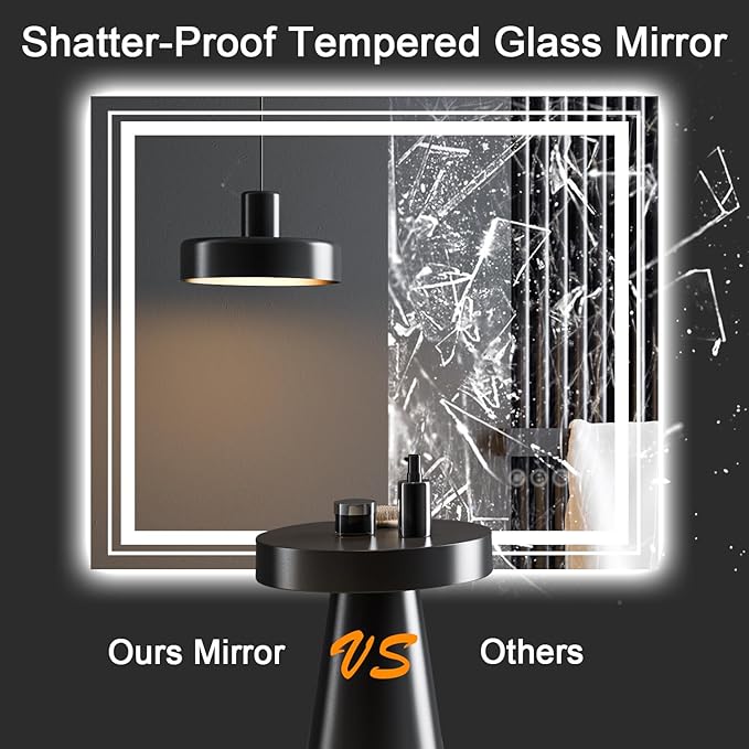 LED Bathroom Mirror, 84"x40" with Front and Backlit, Anti-Fog, Large Bathroom Vanity Mirror for Wall, Memory Function, Stepless Dimmable, Tempered Glass (Horizontal/Vertical)