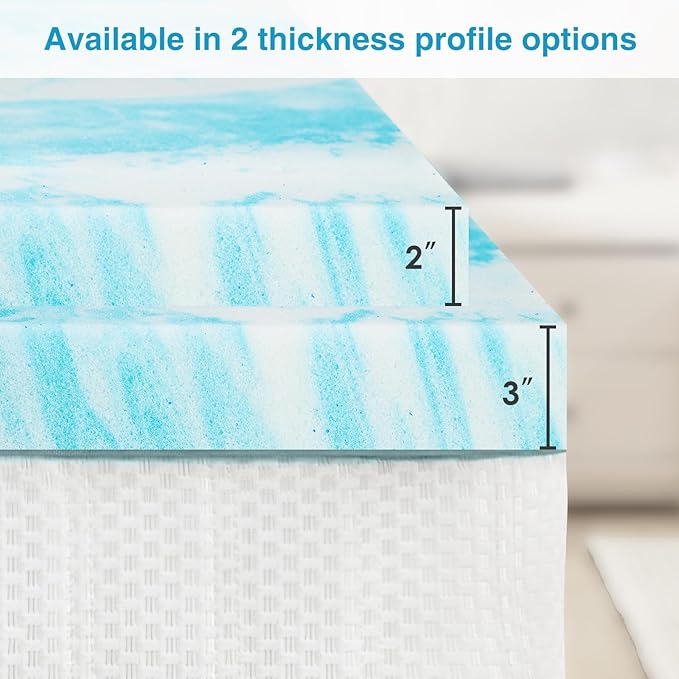 Mattress Topper, King Size Cooling Memory Foam Bed Toppers, 3 Inch Soft Mattress Pads for Sleeper Sofa, RV, Camper, CertiPUR-US Certified