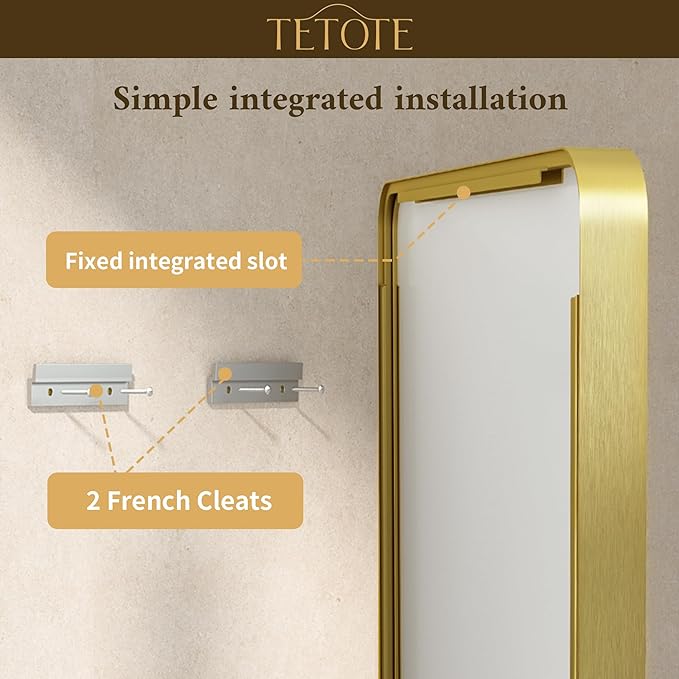 TETOTE Gold Framed Mirror 48 x 30 Vanity Mirrors for Wall Decor Brushed Gold Bathroom Mirrors, Tempered Glass, Modern Farmhouse Wall Mounted Mirror for Decorative(Horizontal/Vertical)