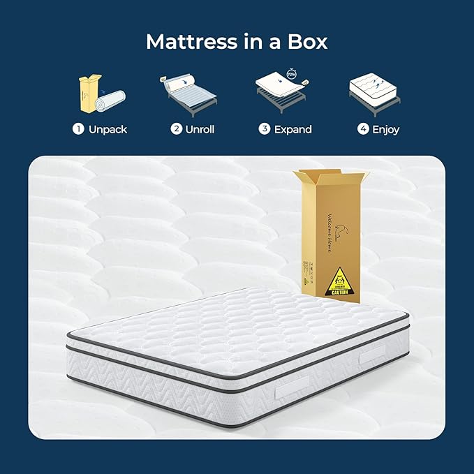 Vesgantti Twin Mattress 10 Inch, Fiberglass-Free | Cool Sleep Hybrid Single Mattress in a Box - Memory Foam & Pocket Springs, Ergonomic Design, Pressure Relief, Medium Firm Feel, 39"*75"*10"