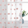 MYSKY HOME Short Curtains for Small Window 54 Inches Long Kitchen Pink Pom Pom Sheer for Bedroom Living Room Cafe Nursery Girls Kids Rod Pocket 2 Sets Boho Voile 37 x 54 in