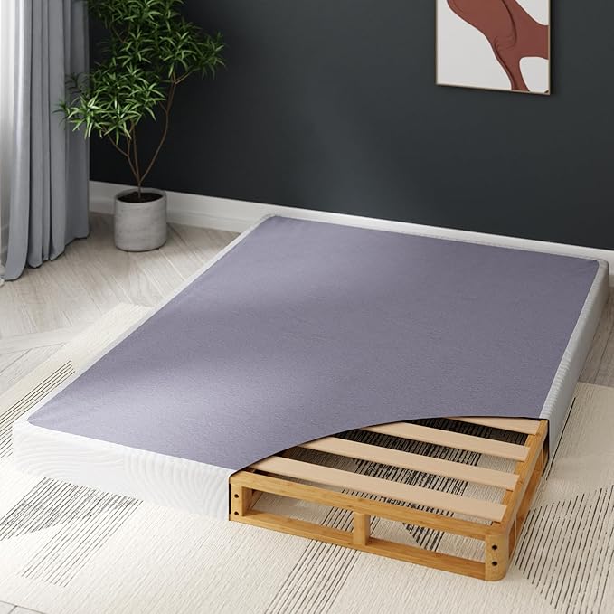 ZINUS Edgar 4 Inch Bamboo Box Spring, Mattress Foundation, Sturdy Bamboo Structure, Low Profile, Easy Assembly, Queen