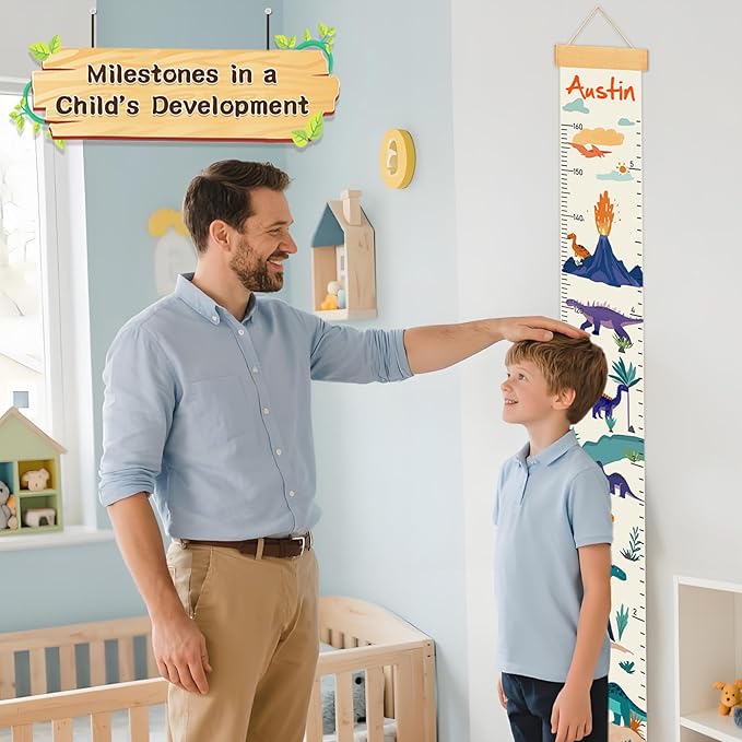 Personalized Name Kids Height Wall Chart,Animals Canvas Height Chart for Kids, Growth Chart for Wall Baby Room Nursery,Toddler Height Wall Chart Hanging Rulers for Children Bedroom Playroom Wall Decor