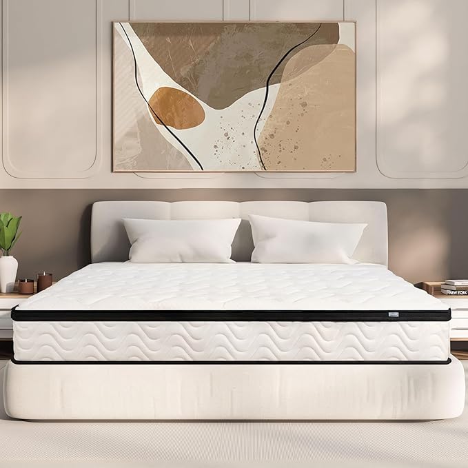 Queen Mattress 12 Inch | Hybrid Mattresses Queen Size in a Box | Medium Firm Memory Foam and Individual Pocket Springs | Fiberglass Free Bed Mattres | Breathable | CertiPUR-US