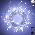 Fairy Lights Plug in, 10Ft 200LED Firecracker Firefly Lights with 8 Mode, Waterproof Silver Wire Cluster Starry String Lights for Ceiling Bedroom Window Wedding Christmas Tree Decoration, Pure White