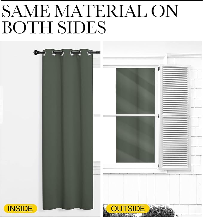 NICETOWN Dark Mallard Blackout Draperies Curtains, 55 inches Wide by 120 inches Long, Pair of Grommet Top Thermal Insulated Blackout Decorative Curtains for Thanksgiving Day & Christmas Decor