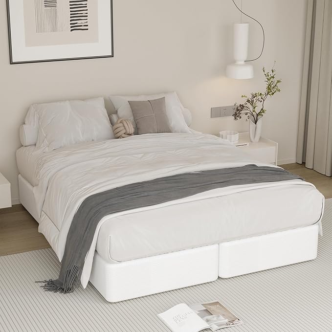 Split King Box Spring 5 Inch, Low Profile Heavy Duty Metal Box Spring King Size with Fabric Cover, Noise-Free, Quick Assembly
