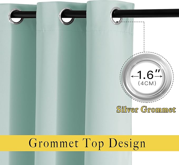 NICETOWN Blackout Curtain Panels 72 - Window Treatment Energy Saving Thermal Insulated Solid Grommet Blackout Drapes for Living Room (Aqua Blue, 1 Pair, 46 by 72-Inch)