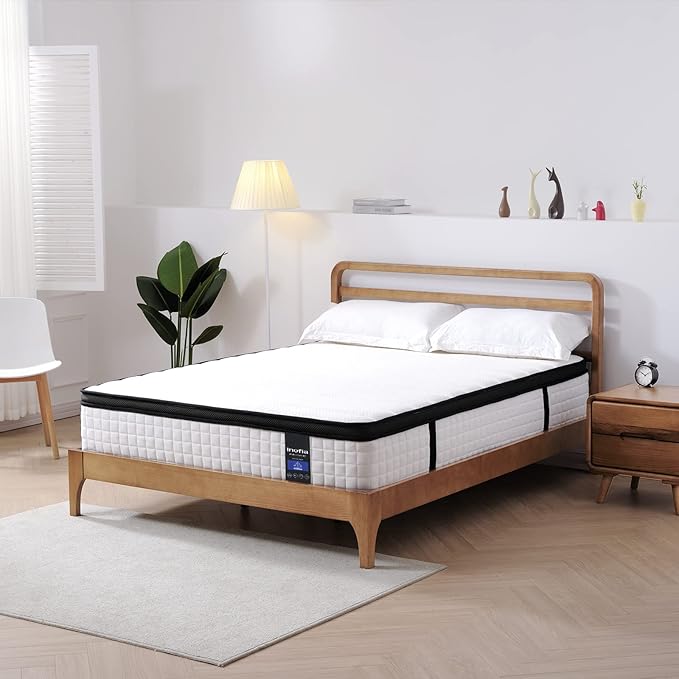 Inofia Full Mattress 12 inch - Hybrid Full Size Mattresses Cool Bed with Waterproof Rayon Mattress Protector Included, Medium Firm Feel, Motion Isolation, 101 Nights Trial
