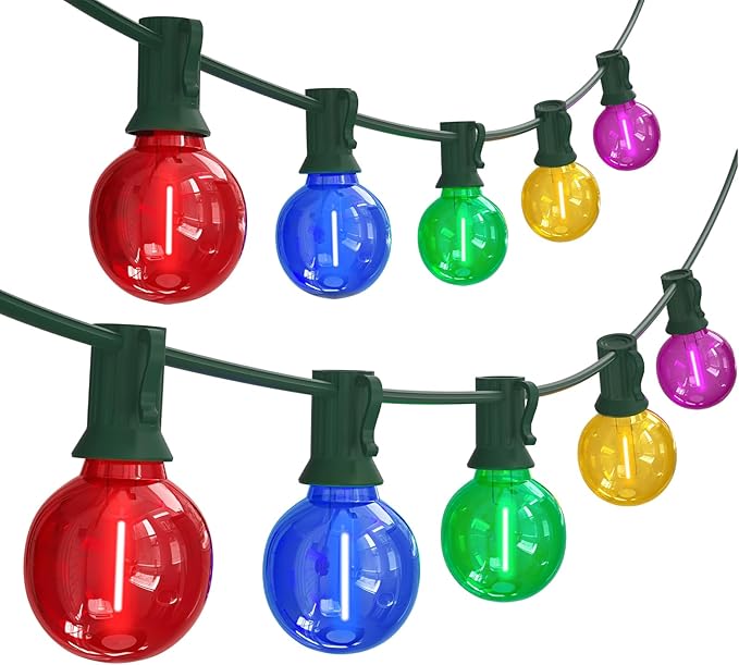 SUNSGNE 25FT LED Globe Christmas Lights with 25 Shatterproof G40 LED Clear Multicolor Round Bulbs, Waterproof Colorful Christmas String Lights for Patio Backyard Porch Balcony Gazebo Party Decor