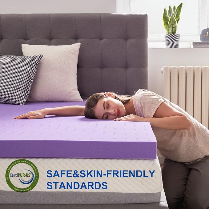 SINWEEK 2 Inch Gel Memory Foam Mattress Topper Ventilated Soft Pressure Relieve Mattress Pad, Breathable Bed Topper, CertiPUR-US Certified, Full Size