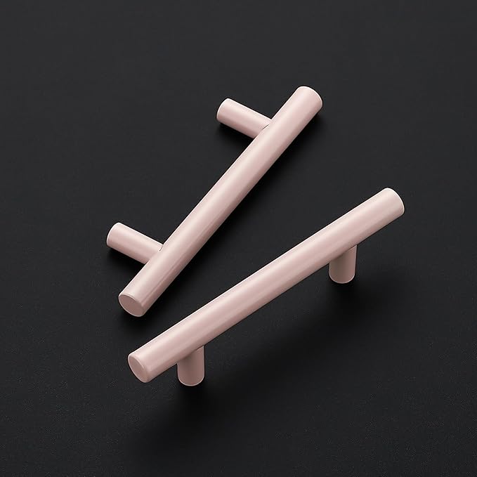 Ravinte 6 Pack | 5 Inch Cabinet Pulls Pink Stainless Steel Kitchen Drawer Pulls Cabinet Handles 5 InchLength, 3 Inch Hole Center
