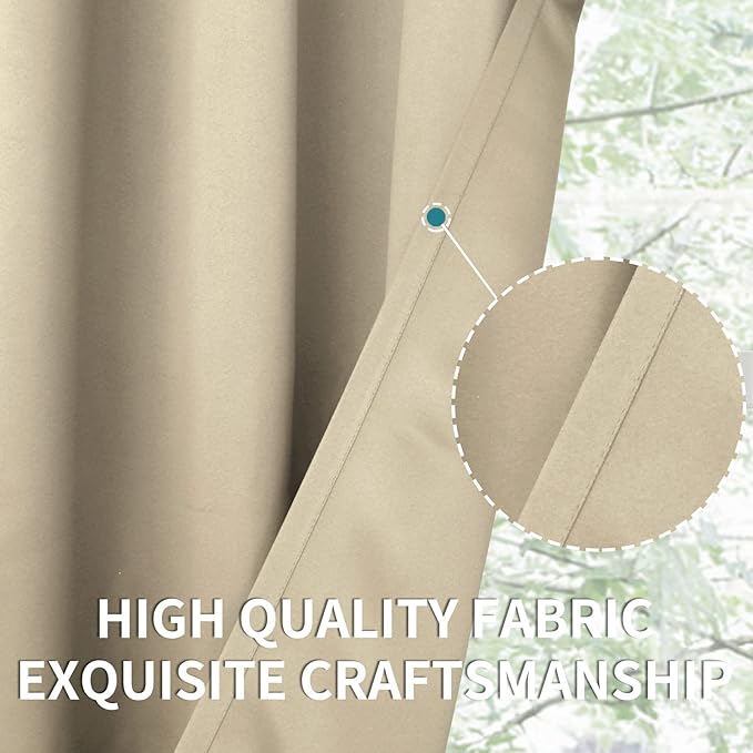 BGment Room Darkening Curtains 45 Inches Long - Grommet Thermal Insulated Drapes Window Treatment Curtains for Bedroom, 2 Panels, 52 x 45 Inch, Beige