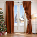 Lazzzy Velvet Blackout Curtains Thermal Insulated Room Window Drapes Super Soft Luxury Curtains for Living Room Bedroom Rod Pocket 2 Panels, Burnt Orange, 52" W x 102" L