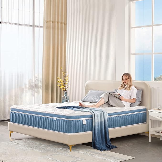 Rimensy Queen Mattress, 14 Inch Hybrid Mattress in a Box, Gel Memory Foam Mattress, Individually Wrapped Pocket Coils, Quality Comfort and Adaptive Support - Breathable, 60"*80"*14"