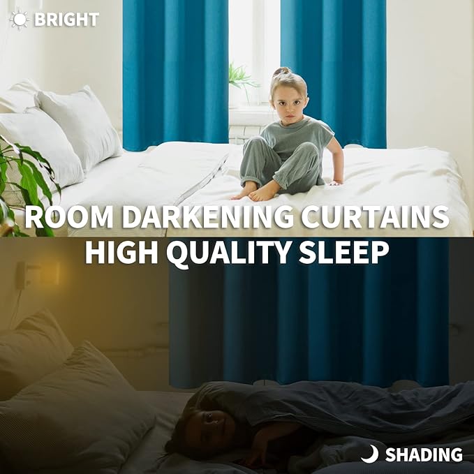 BGment Blackout Curtains - Grommet Thermal Insulated Room Darkening Bedroom and Living Room Curtains, Set of 2 Panels (52 x 54 Inch, Peacock Blue)