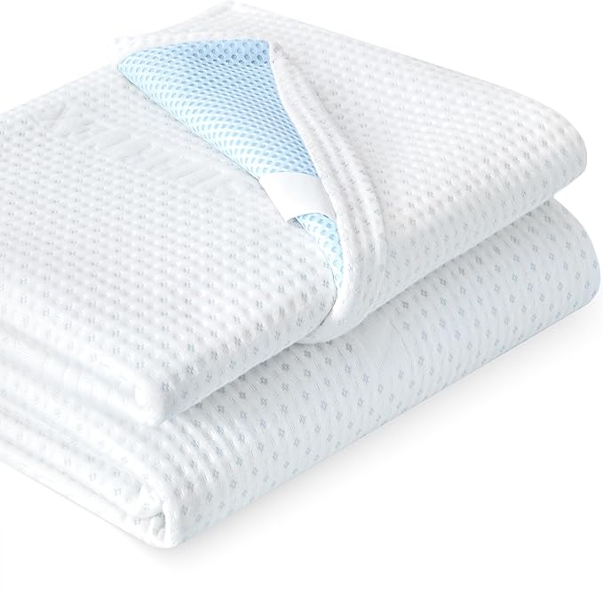 Subrtex 2 Inch Mattress Topper Cover (Only Cover) Mattress Topper Protector Bedding Rayon Made from Bamboo Removable Mattress Encasement with Zippers, Twin XL