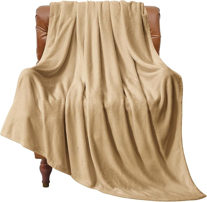 BEDELITE Fleece Blanket Light Camel Throw Blankets for Couch & Bed, Luxury Plush Cozy Fuzzy Blanket 50" x 60", Super Soft Warm Lightweight Throw Blanket for Travel Camping
