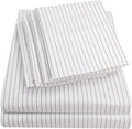 Twin Size Bed Sheets - 4 Piece 1500 Supreme Collection Fine Brushed Microfiber Deep Pocket Twin Sheet Set Bedding - 1 EXTRA PILLOW CASES, GREAT VALUE, Twin, Pinstripe White