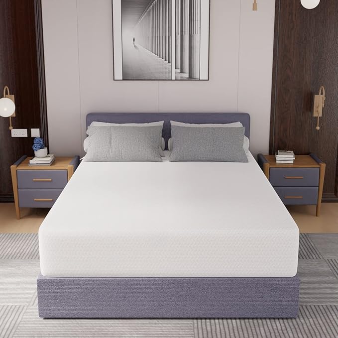 Pay Lesshere 12 Inch Queen Green Tea Mattress/Breathable Mattress for Cool Sleep & Pressure Relief/Medium Firm Mattresses/CertiPUR-US Certified/Bed-in-a-Box/Pressure Relieving （12 inch, Queen）