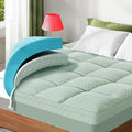 Dual Layer 3 Inch Memory Foam Mattress Topper Twin XL Size, 2 Inch Gel Memory Foam Plus 1 Inch Cooling Pillow Top Mattress Pad Cover, with 8-21 Inch Deep Pocket, Green