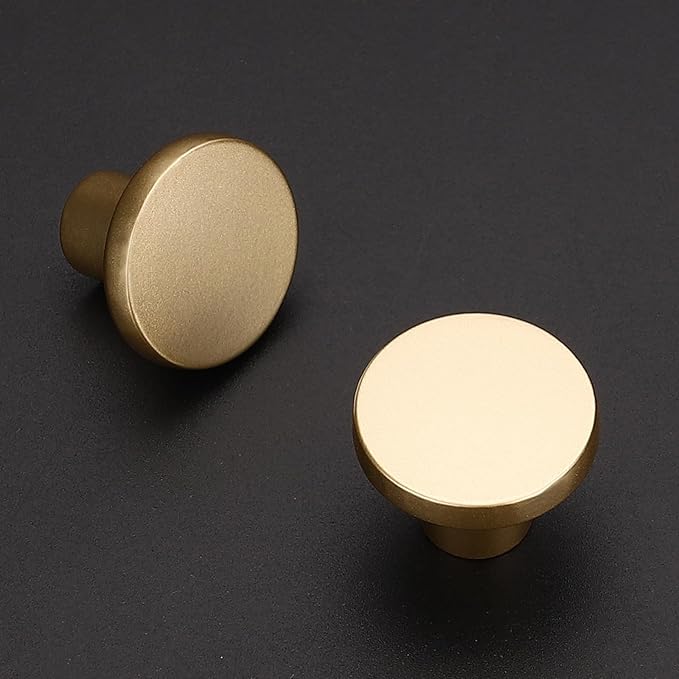 Ravinte 25 Pack Cabinet Knobs Champagne Gold Kitchen Cabinet Knobs Round Dresser Drawer Pulls Closet Door Pulls 1-1/5 Inch
