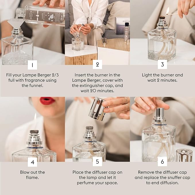 MAISON BERGER - Lampe Berger Home Fragrance Lamp Diffuser - Model Aroma - 4.9 x 3.2 x 3.2 inches - Includes Fragrance Oriental Comfort - 250 milliliters - 8.45 Fluid Ounces (Aroma Relax)