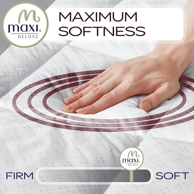 MAXI Full XL Mattress Pad - Luxurious Cotton Sateen Mattress Protector - Soft, Comfortable, and Breatheable Mattress Cover - Mattress Pad Protects Mattress from Dust, Dirt, Spills, and Stains.