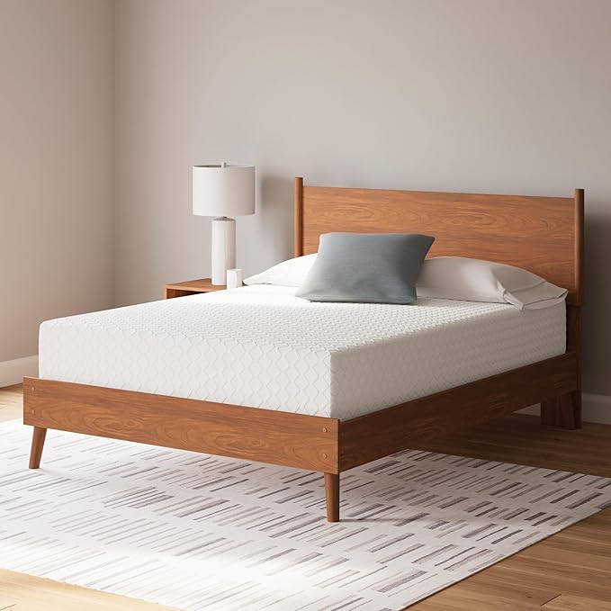 Signature Design by Ashley California King Size Chime 12" Medium Firm Memory Foam Mattress,Fiberglass Free with Green Tea & Charcoal Gel for Pressure Relief, White, Fiberglass Free, Mattress In A Box