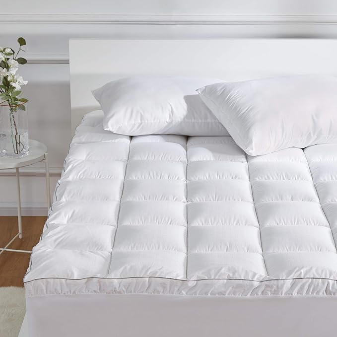 SLEEP ZONE Twin XL Cotton Mattress Pad for College Dorm, Machine Washable Mattress Protector Cover, Soft Cotton Top Cooling Mattress Topper Fits 8-21 inch Deep Pocket, Twin XL