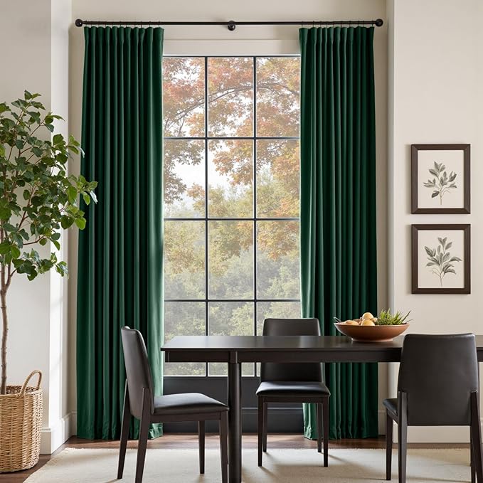 Lazzzy Velvet Blackout Curtains Thermal Insulated Room Window Drapes Super Soft Luxury Curtains for Living Room Bedroom Rod Pocket 2 Panels, Emerald Green, 42" W x 96" L