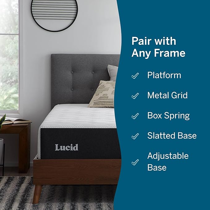 LUCID 12 Inch Memory Foam Mattress - Medium Firm Feel - Infused with Refreshing Bamboo Charcoal and Cooling Gel - Bed in a Box - Temperature Regulating, Pressure Relief - Breathable - California King