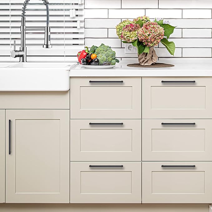 Ravinte 20 Pack 11-5/16 Inch Square Cabinet Handles Matte Black Pulls Drawer Hardware Kitchen Handles