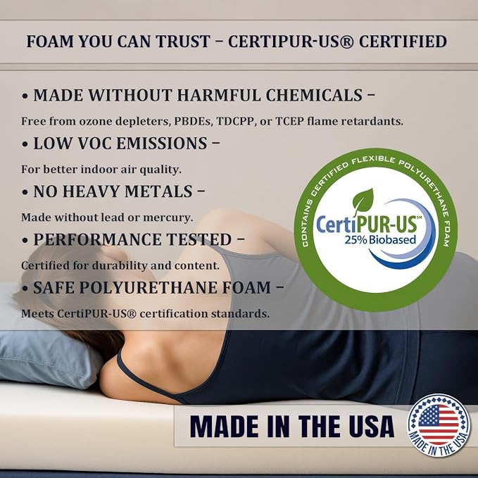 Foamma 12” x 36” x 76” Truck, Camper, RV Travel Visco Gel Memory Foam Bunk Mattress Replacement, Made in USA, Comfortable, Travel Trailer, CertiPUR-US Certified, Cover Not Included