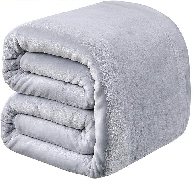 Polar Fleece Blankets Queen Size for The Bed Extra Soft Brush Fabric Super Warm Sofa Blanket 90" x 90"(Light Gray Queen)
