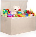 Extra Large Toy Box 167L, Sturdy Toy Storage Chest Organizer Bin Baskets with 2 Removable Divider for Boys, Girls, Kids, Nursery, Bedroom, Playroom, 35.5"x17" x17" (Linen Beige)
